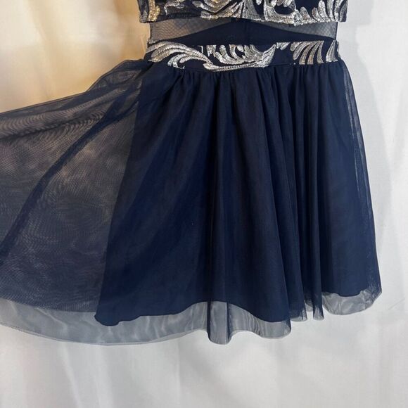 Teeze Me Short Fit & Flare Lace Overlay Mesh Waist Formal Sleeveless Dress 3/4 - Picture 6 of 12